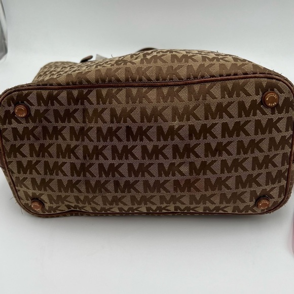 Michael Kors Brown And Tan Monogram Tote Purse - Picture 7 of 10